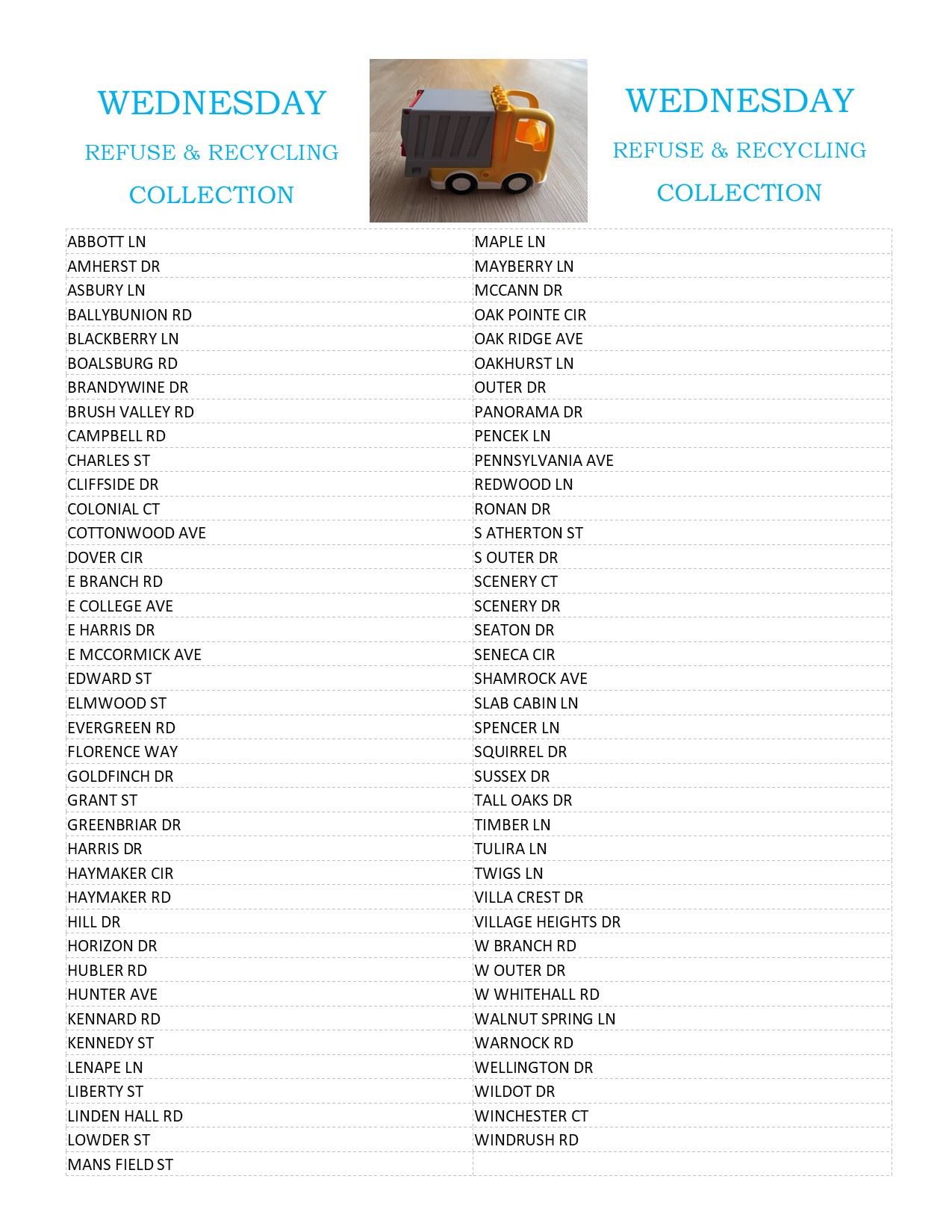 FB Refuse Collection Wednesday